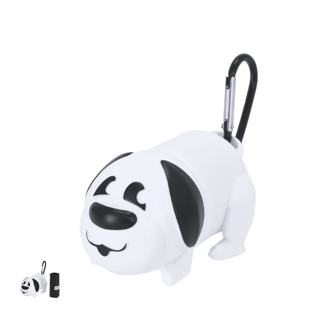 Dispensador de bolsas personalizado Kiry diseño perro con mosquetón - Mascotas - Regalo Promocional Personalizado