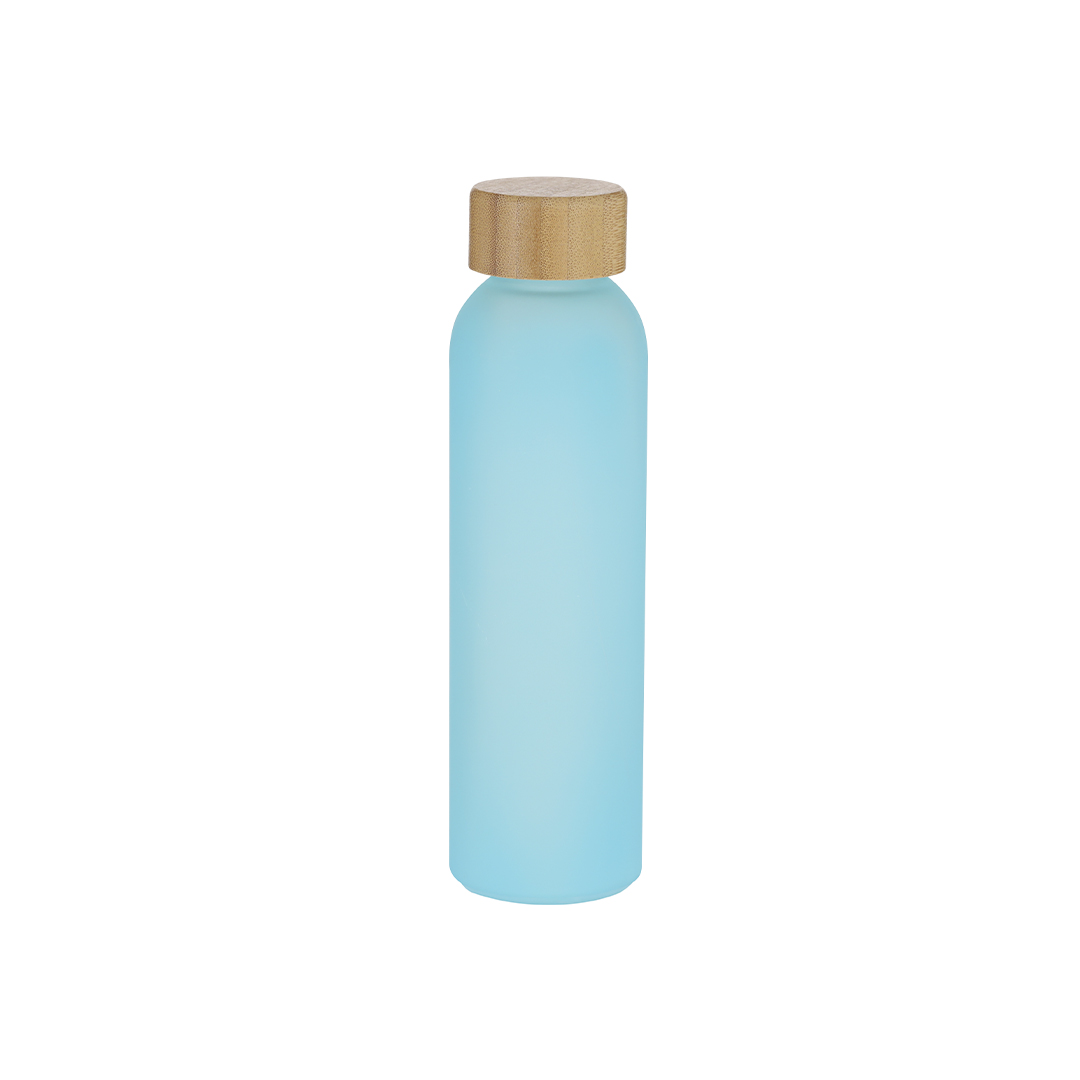 Bidón personalizado Tistak de 500ml en cristal reciclado con acabado frosted y tapón de bambú - Tazas y botellas - Regalo Promocional Personalizado