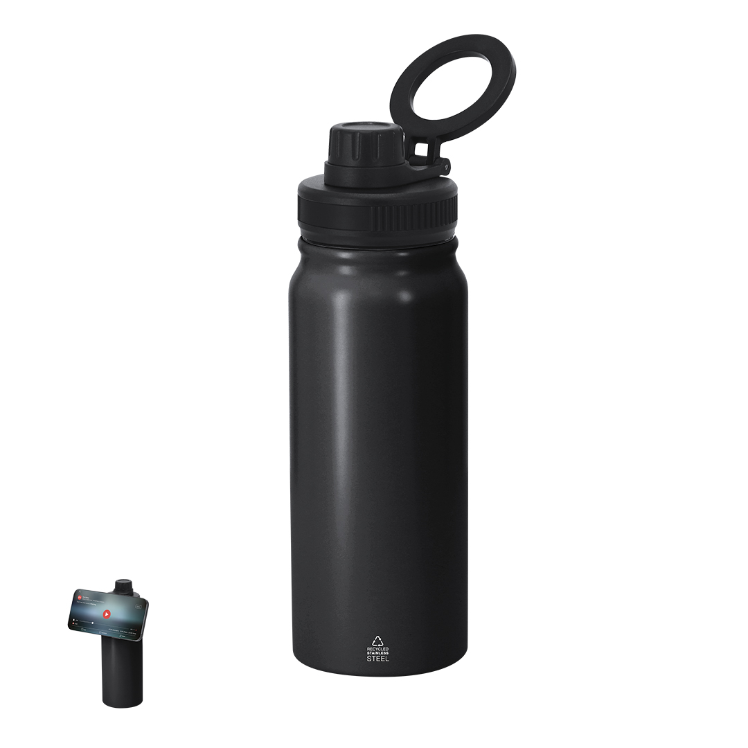 Bidón personalizado Térmico Stork de 600ml en acero reciclado con soporte magnético giratorio - Termos personalizados - Regalo Promocional Personalizado