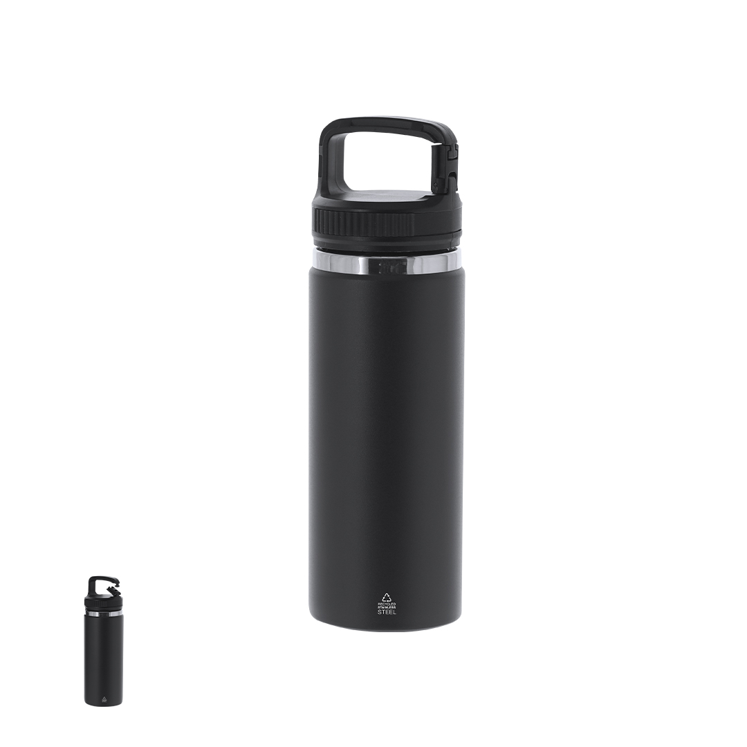 Bidón personalizado Térmico Nabrax de 550ml en acero reciclado con asa mosquetón - Termos personalizados - Regalo Promocional Personalizado