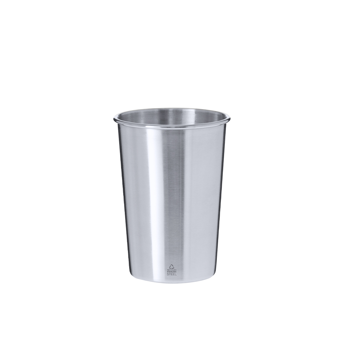 Vaso de acero inoxidable reciclado personalizado Hidex cromado de 350ml