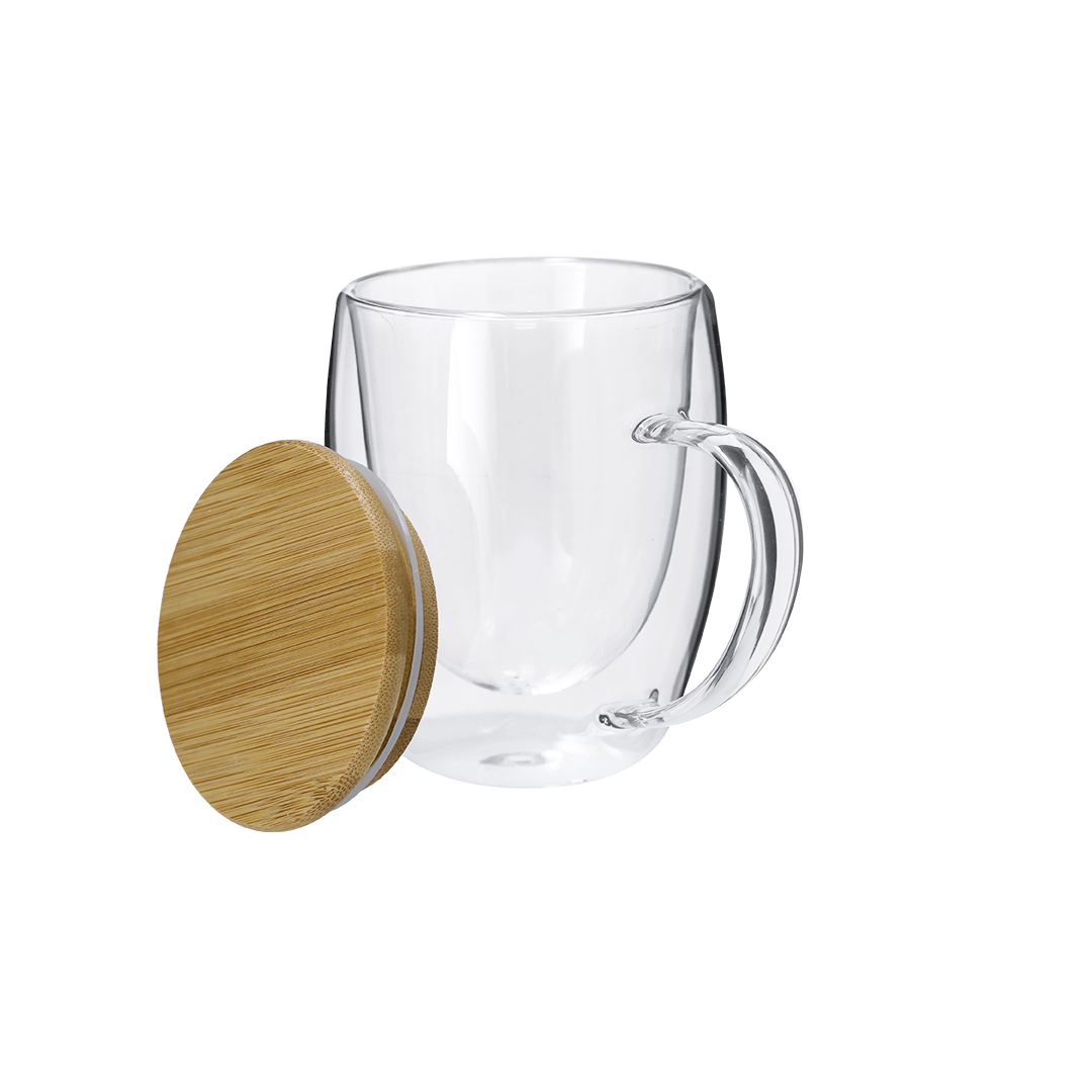 Taza térmica personalizada Helmar de cristal borosilicato con bambú de 300ml - Tazas y vasos personalizados - Regalo Promocional Personalizado - vista alternativa