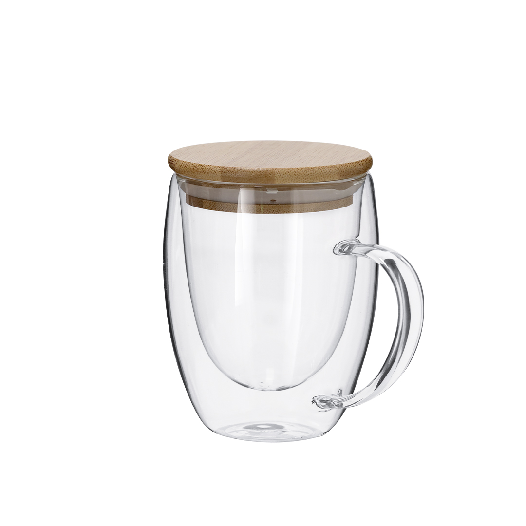 Taza térmica personalizada Helmar de cristal borosilicato con bambú de 300ml - Tazas y vasos personalizados - Regalo Promocional Personalizado