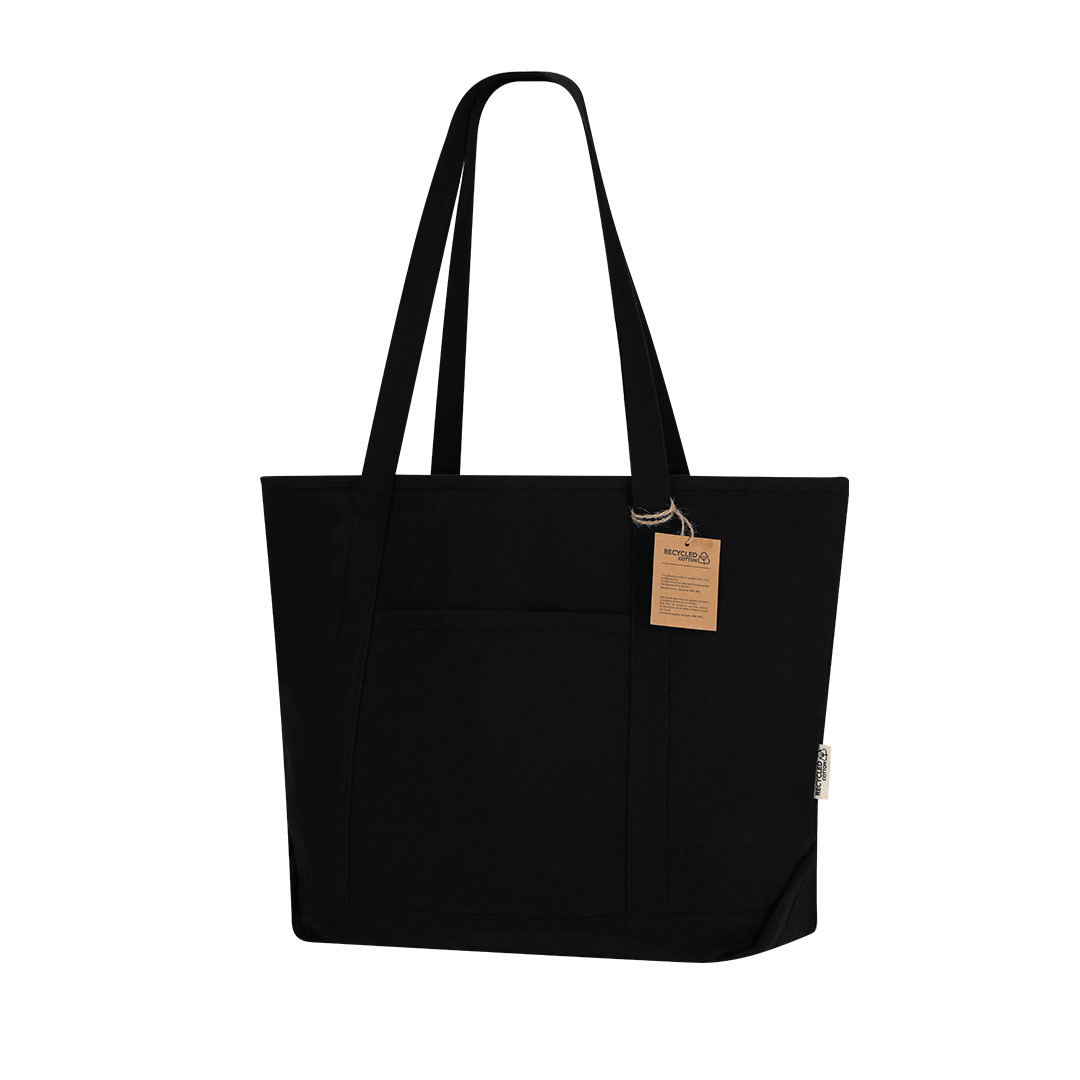 Bolsa personalizada Mulon de algodón reciclado con bolsillo - Bolsas personalizadas con fuelle - Regalo Promocional Personalizado - vista alternativa
