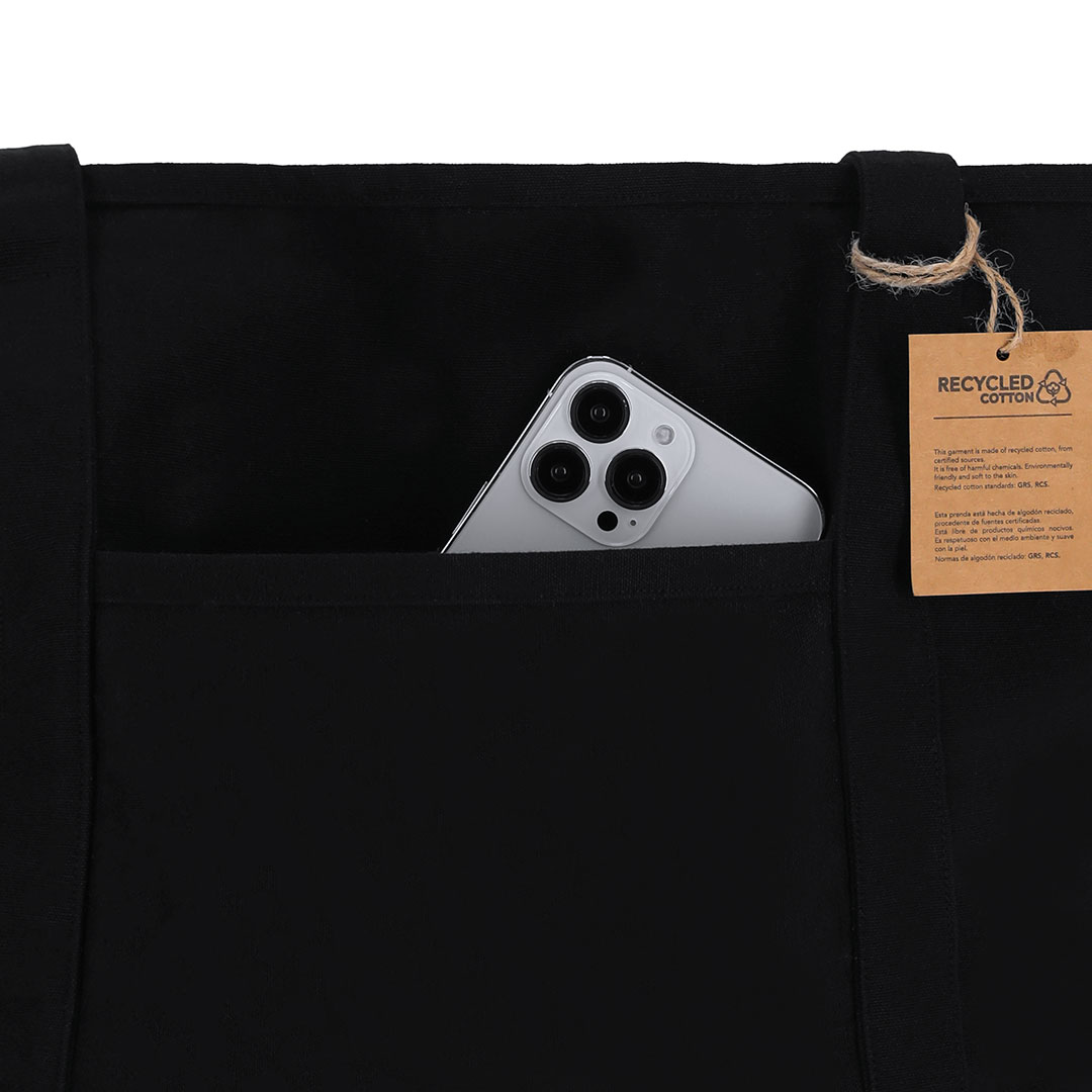 Bolsa personalizada Mulon de algodón reciclado con bolsillo - Bolsas personalizadas con fuelle - Regalo Promocional Personalizado - imagen 4