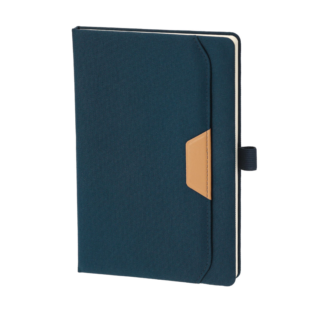 Bloc de notas personalizado Zarek de RPET con bolsillo PU marrón