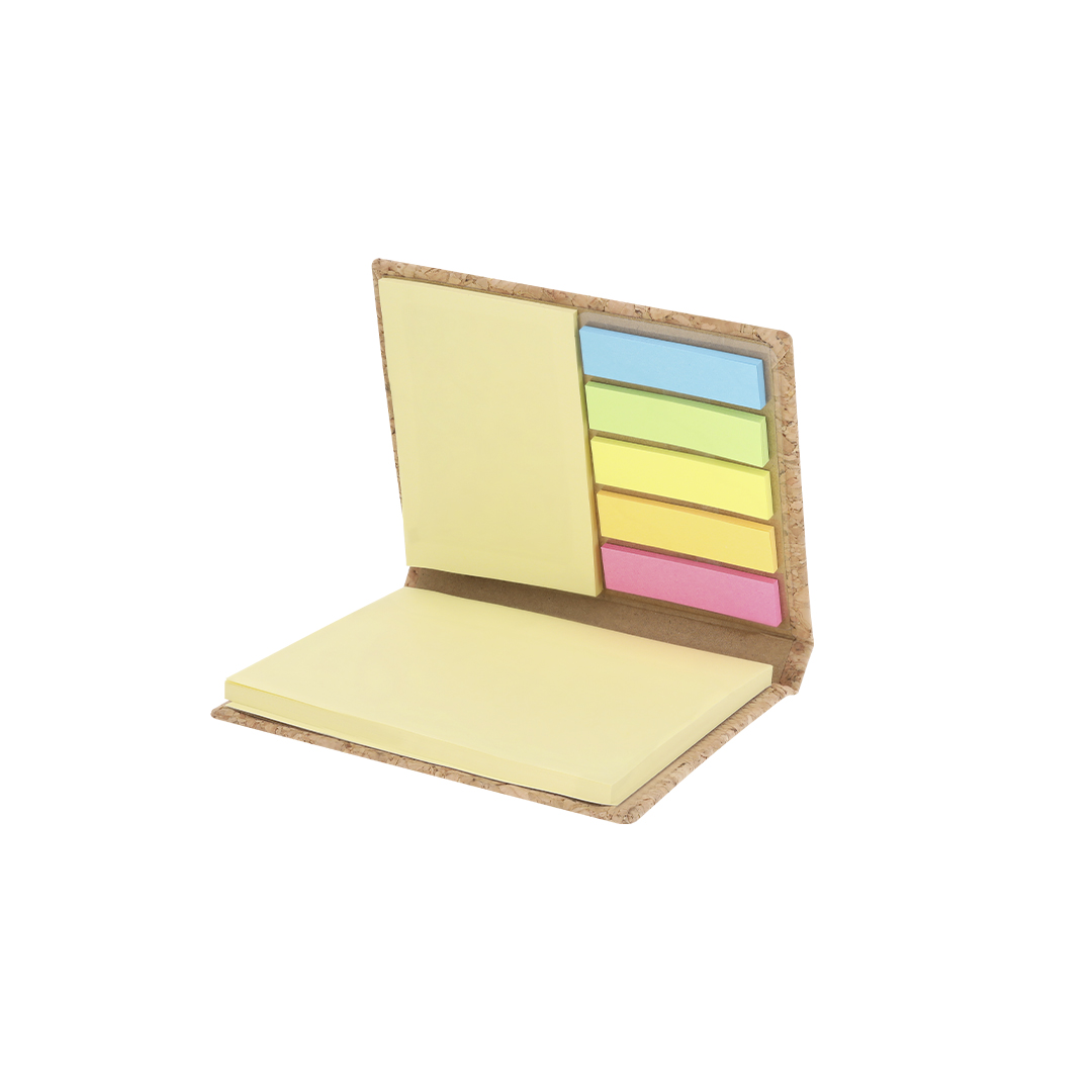 Bloc de notas personalizado Feron en corcho con notas adhesivas variadas - Oficina - Regalo Promocional Personalizado