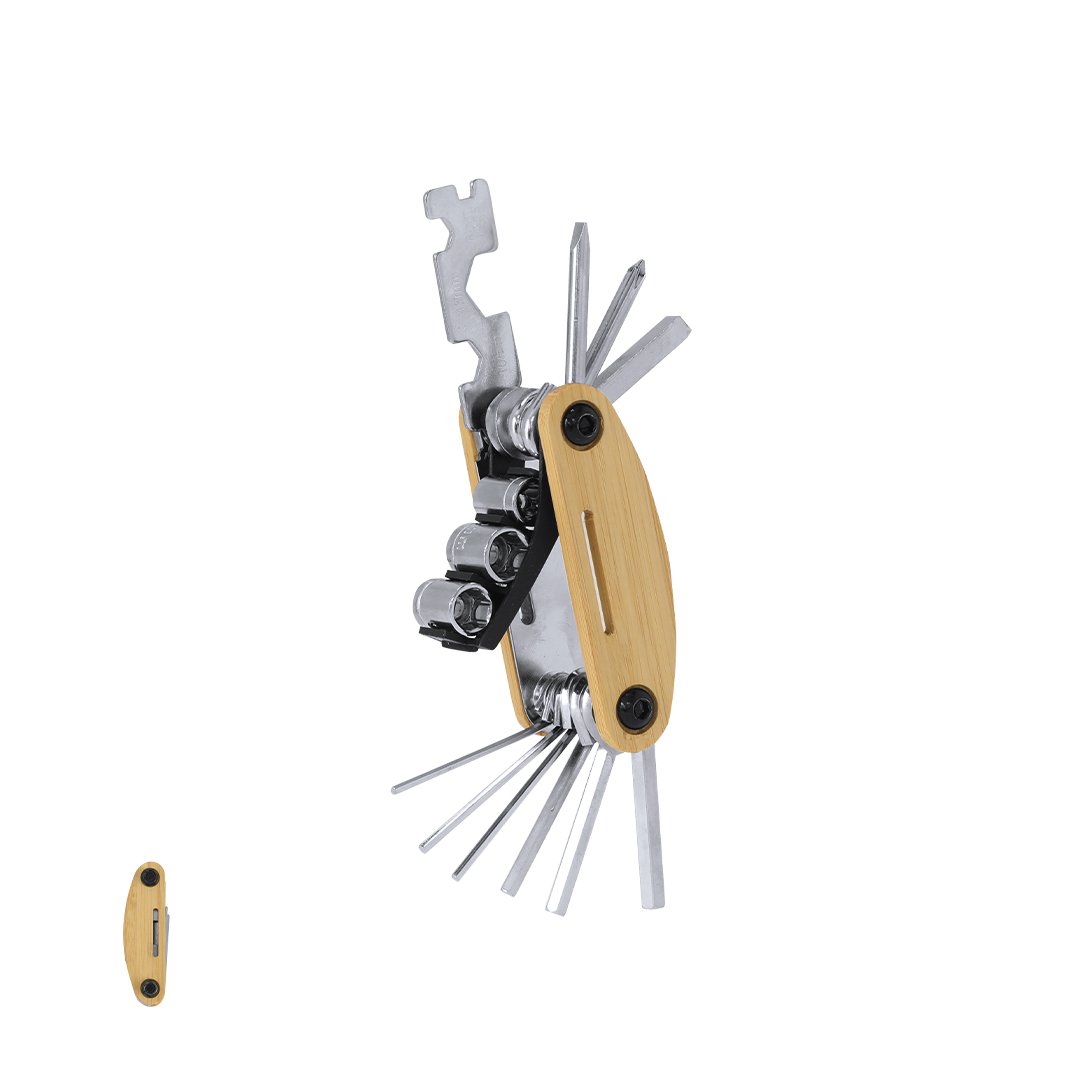 Multiherramienta personalizada Koron de acero inox con carcasa bambú - Multiherramientas - Regalo Promocional Personalizado