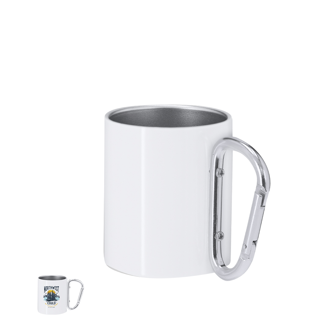 Taza sublimación personalizada Beesbur de acero inox de 220ml con asa mosquetón - Tazas y vasos personalizados - Regalo Promocional Personalizado