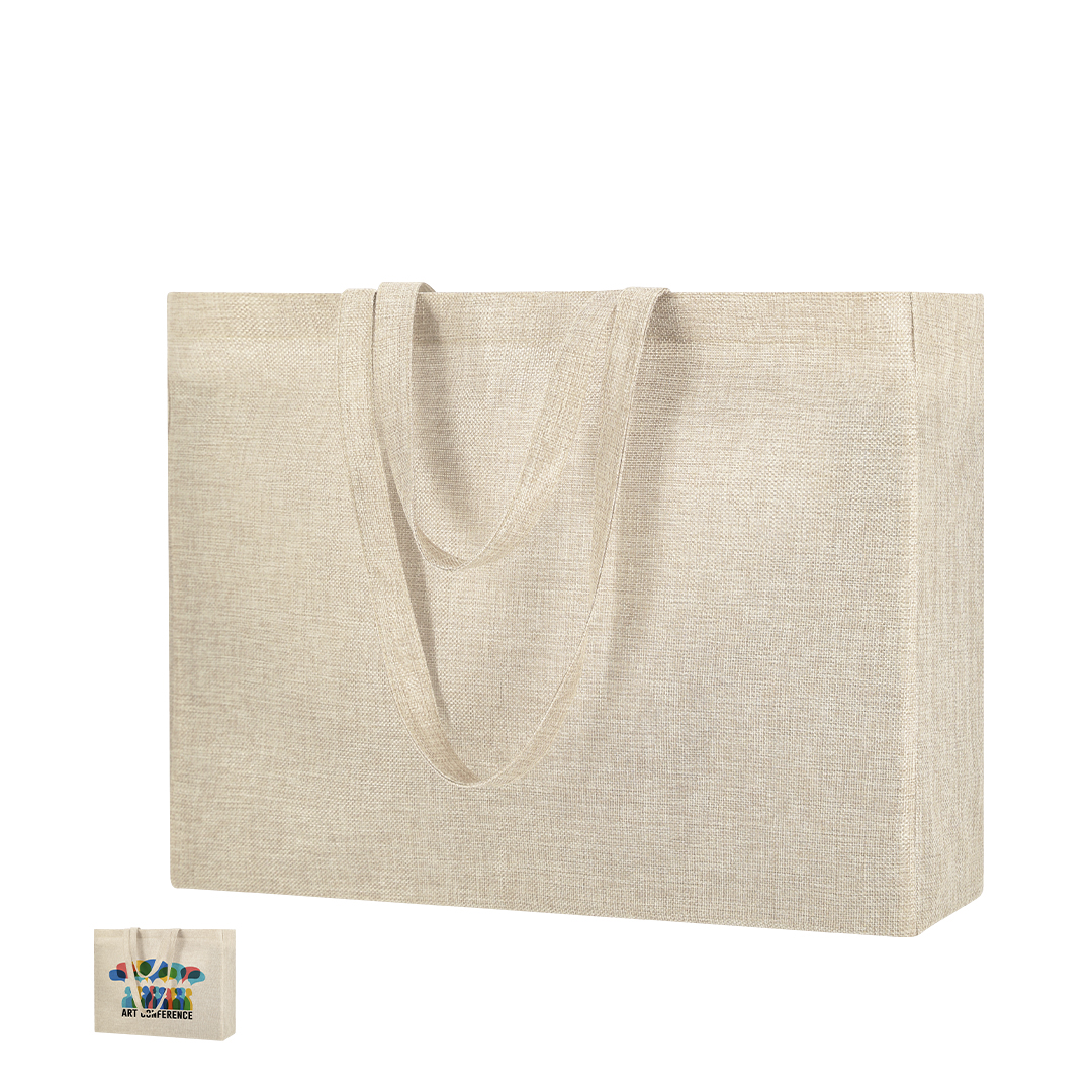 Bolsa para sublimación personalizada Syla de poliéster con asas largas - Bolsas personalizadas con fuelle - Regalo Promocional Personalizado