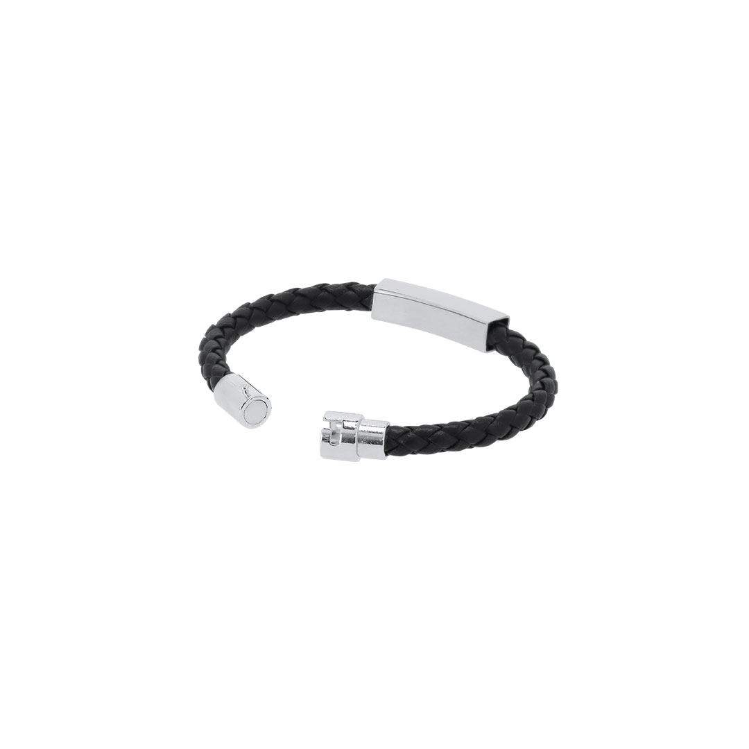 Pulsera personalizada Karasef de piel sintética con placa acero - Pulseras personalizadas - Regalo Promocional Personalizado - vista alternativa