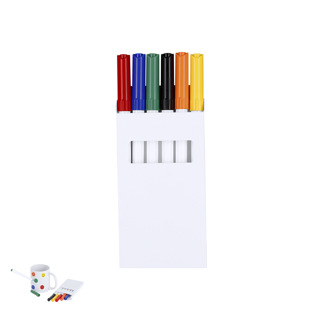 Set de rotuladores personalizado Kuyam para cerámica de 6 colores - Set de escritura personalizados - Regalo Promocional Personalizado