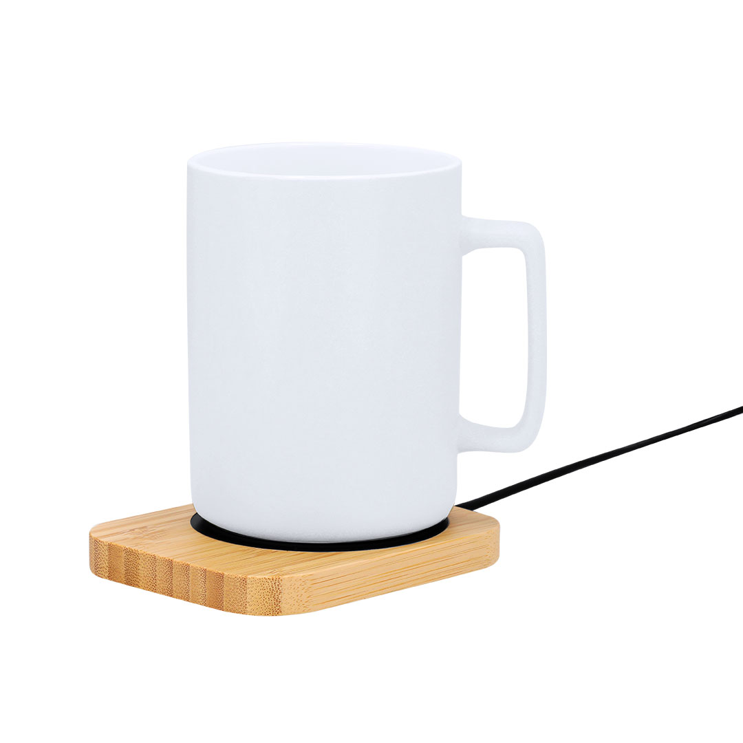 Calentador de tazas personalizado Zobil de bambú con cable dual - Tazas y vasos personalizados - Regalo Promocional Personalizado - vista alternativa