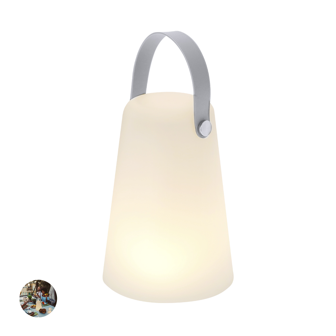 Lámpara personalizada Tuxfan de PE blanco con asa silicona y 4 LEDs - Tecnología - Regalo Promocional Personalizado