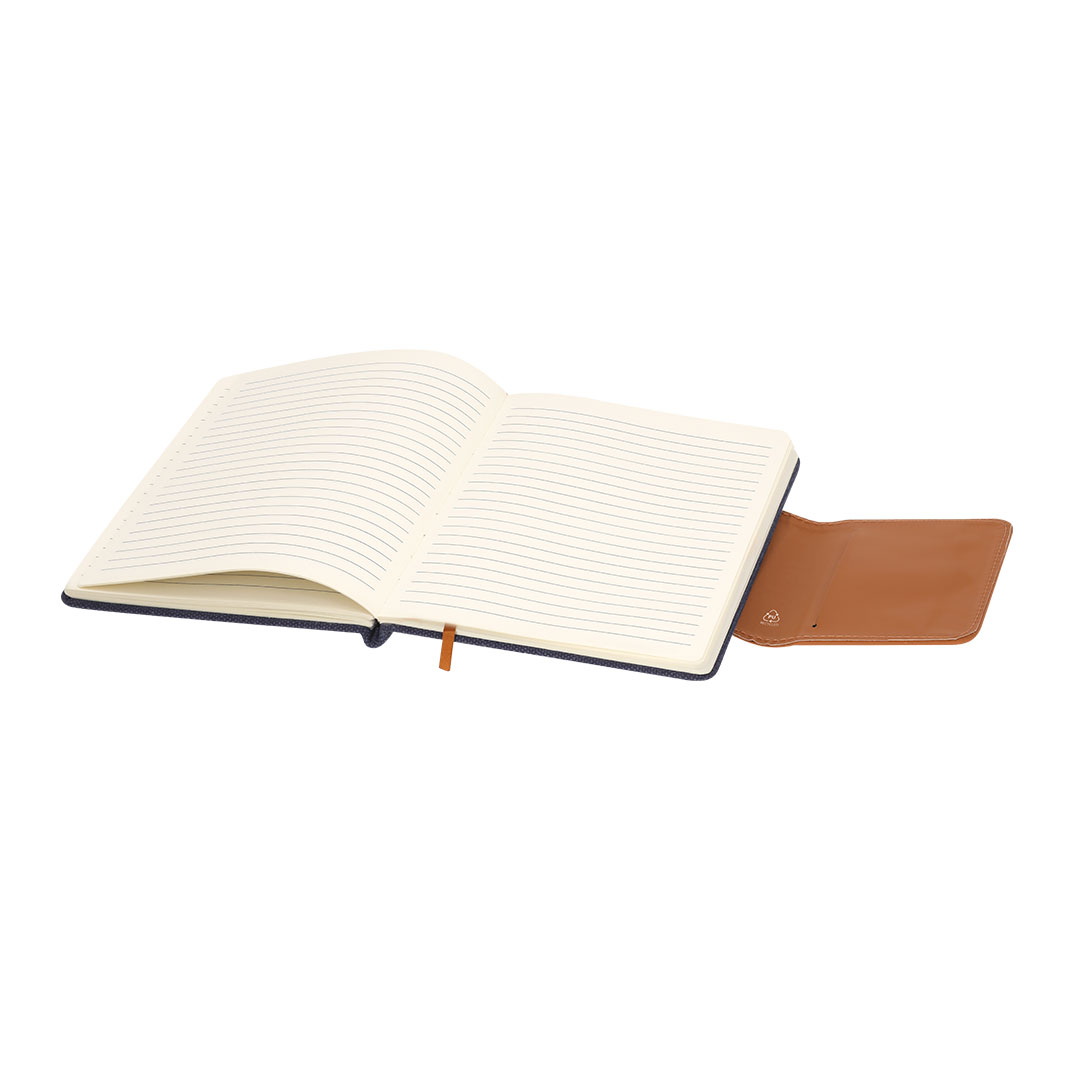 Bloc de notas personalizado Renak A5 en Canvas y PU reciclado con tarjetero magnético - Oficina - Regalo Promocional Personalizado - vista alternativa