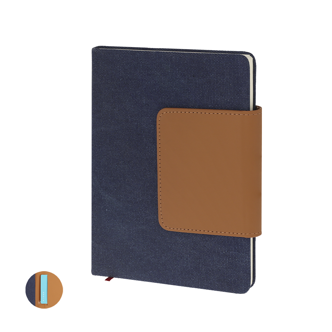 Bloc de notas personalizado Renak A5 en Canvas y PU reciclado con tarjetero magnético - Oficina - Regalo Promocional Personalizado