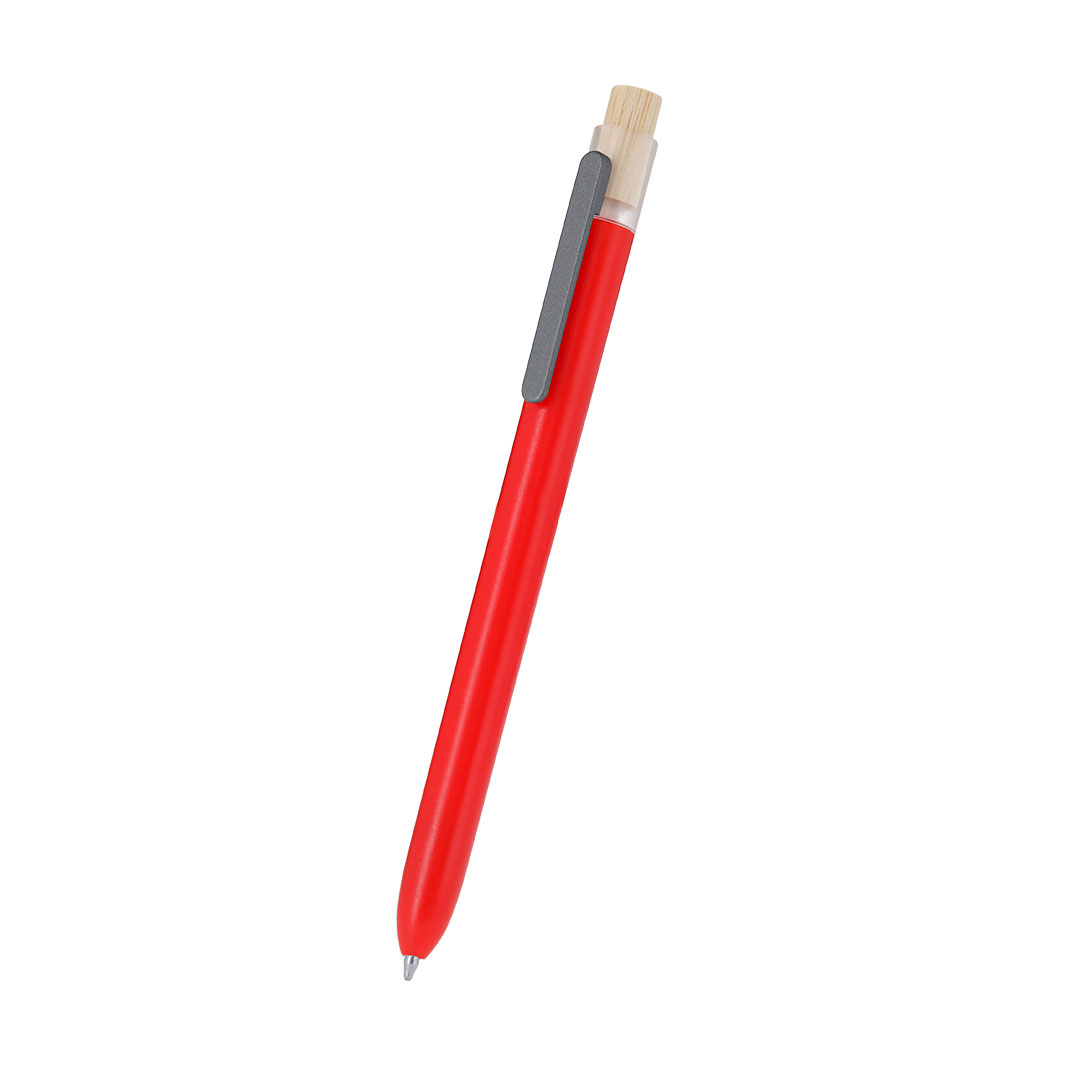 Bolígrafo personalizado Pelnak de RABS reciclable con pulsador de bambú