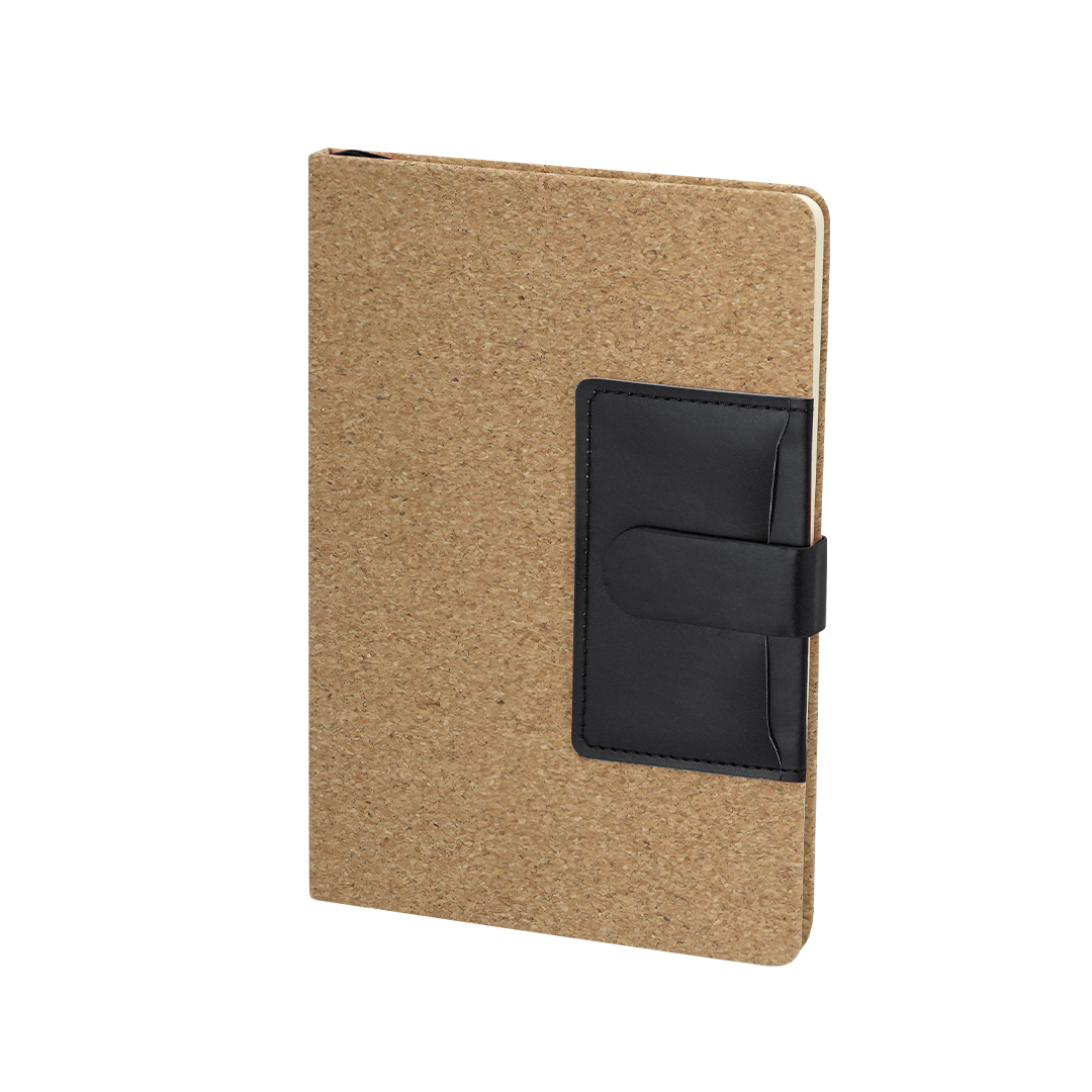 Bloc de notas personalizado Rosiuk en corcho y PU con bolsillo y cierre magnético - Oficina - Regalo Promocional Personalizado