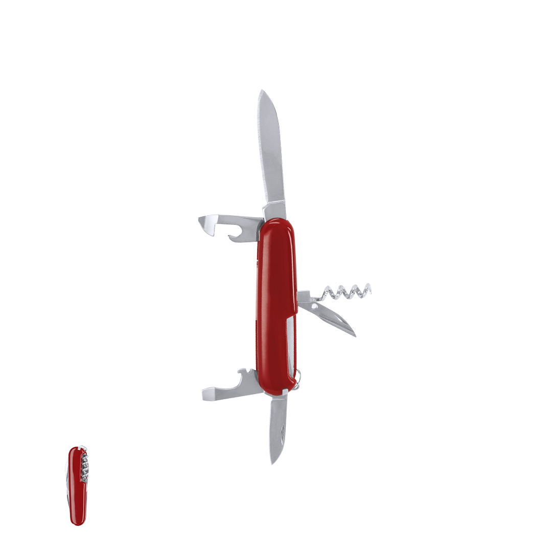 Navaja multiusos personalizada Mansni de acero inox con aguja coser - Navajas personalizadas - Regalo Promocional Personalizado