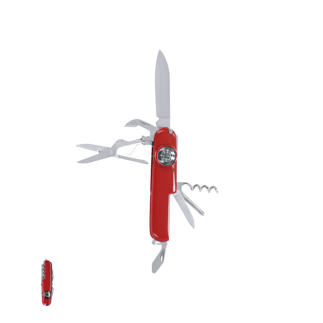 Navaja multiusos personalizada Mixtil de acero inox con brújula - Navajas personalizadas - Regalo Promocional Personalizado