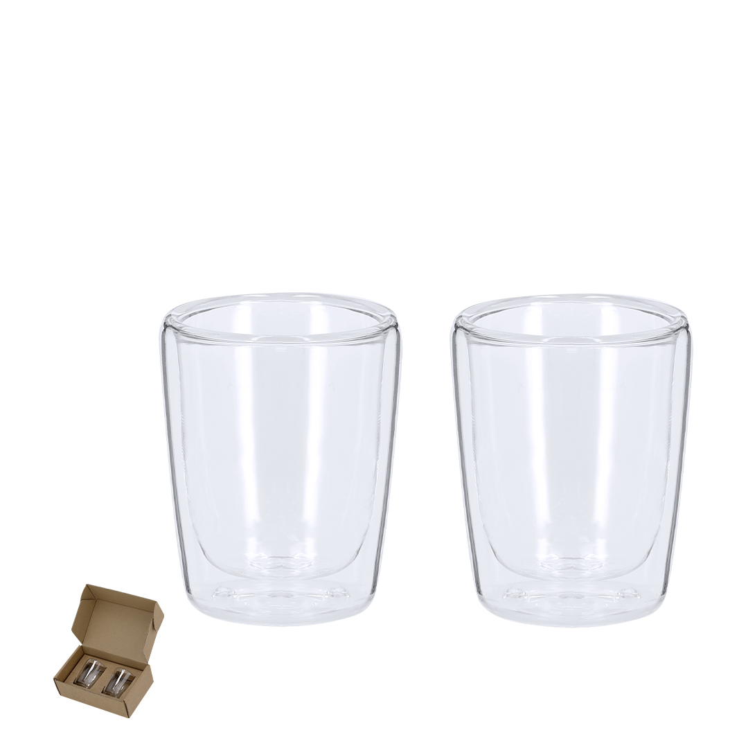 Set de vasos personalizado Frilux de borosilicato con doble pared - Tazas y vasos personalizados - Regalo Promocional Personalizado