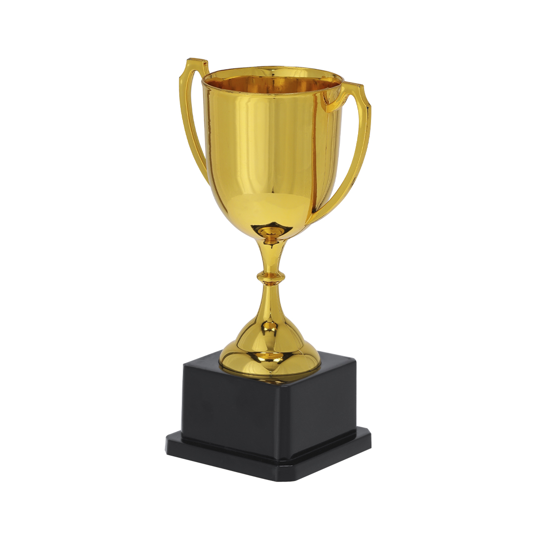 Trofeo personalizado Nynor dorado brillante con asas y base negra - Trofeos - Regalo Promocional Personalizado