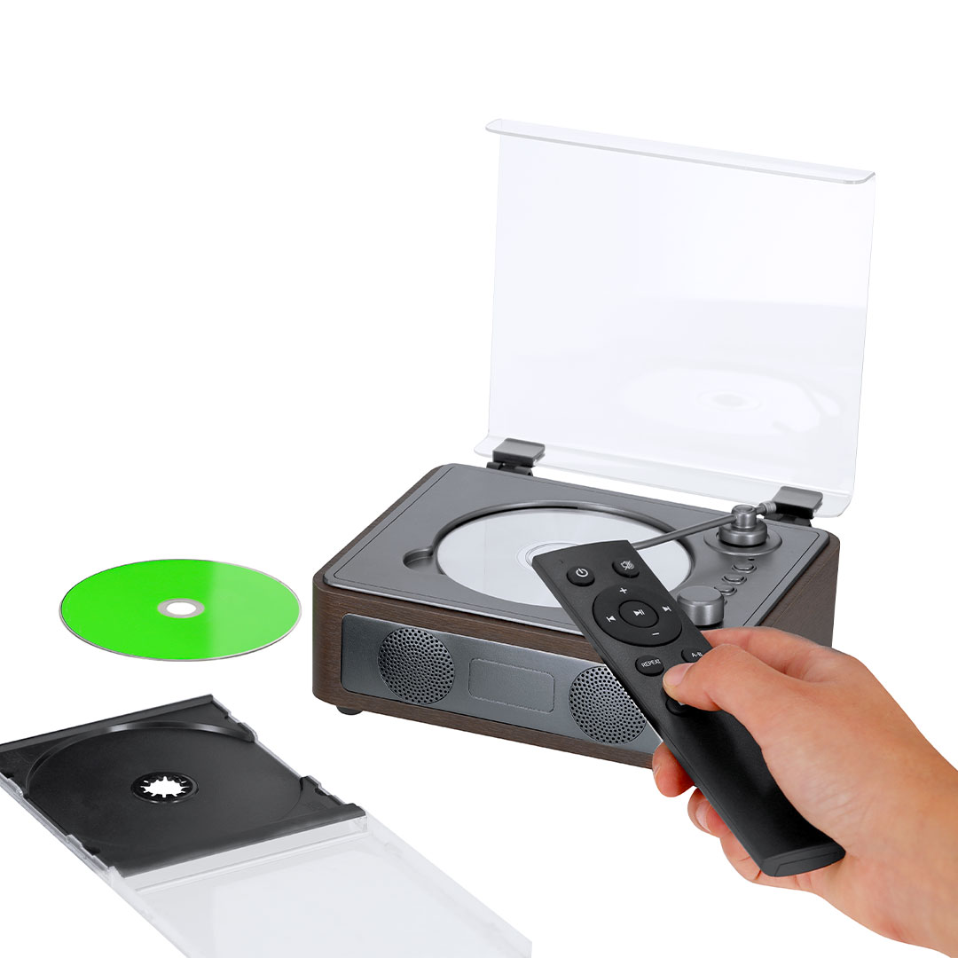 Reproductor CD personalizado Hopson retro de madera con Bluetooth 5.3 - Tecnología - Regalo Promocional Personalizado - imagen 4