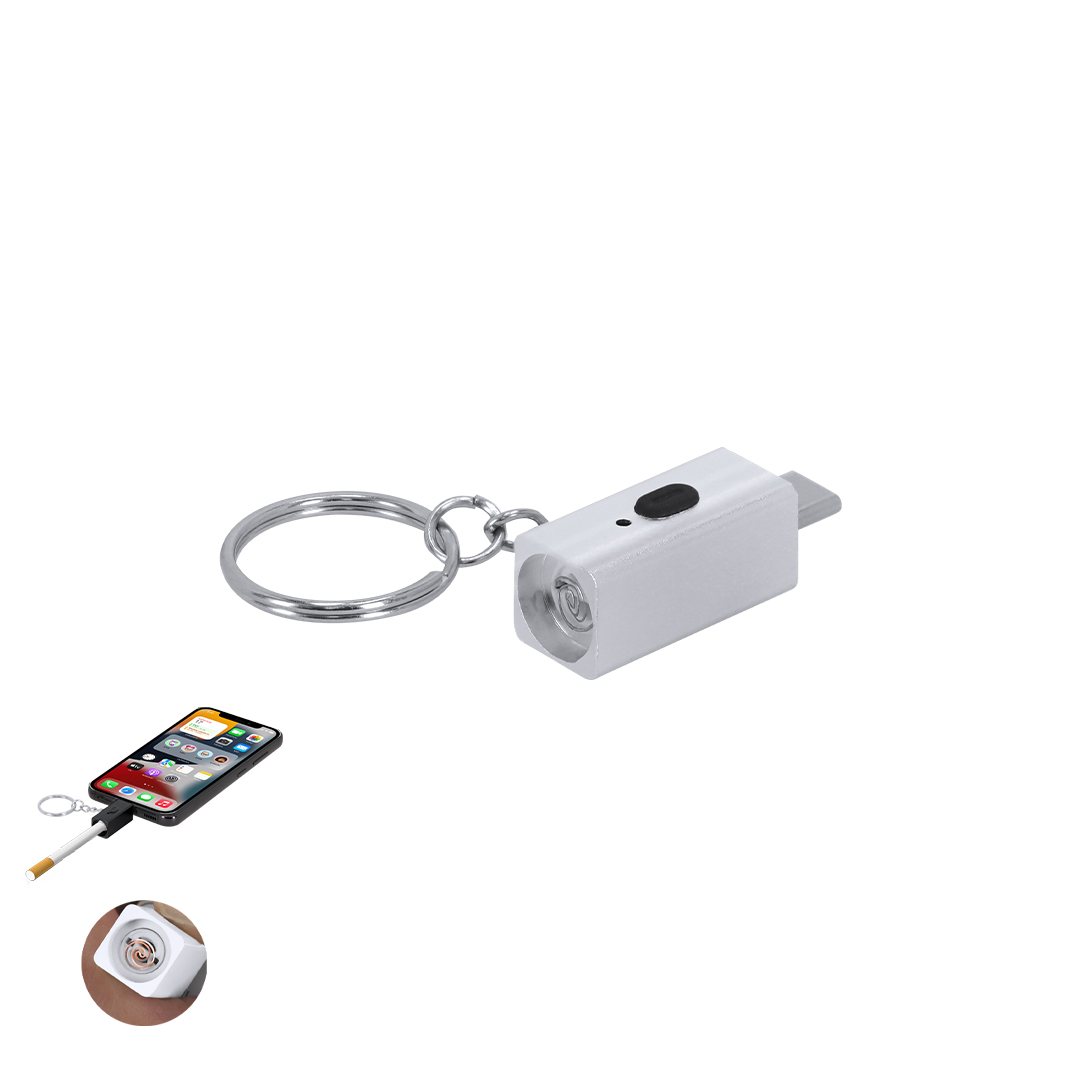 Encendedor eléctrico personalizado Llavero Parris tipo C aluminio - Otros accesorios cocina - Regalo Promocional Personalizado