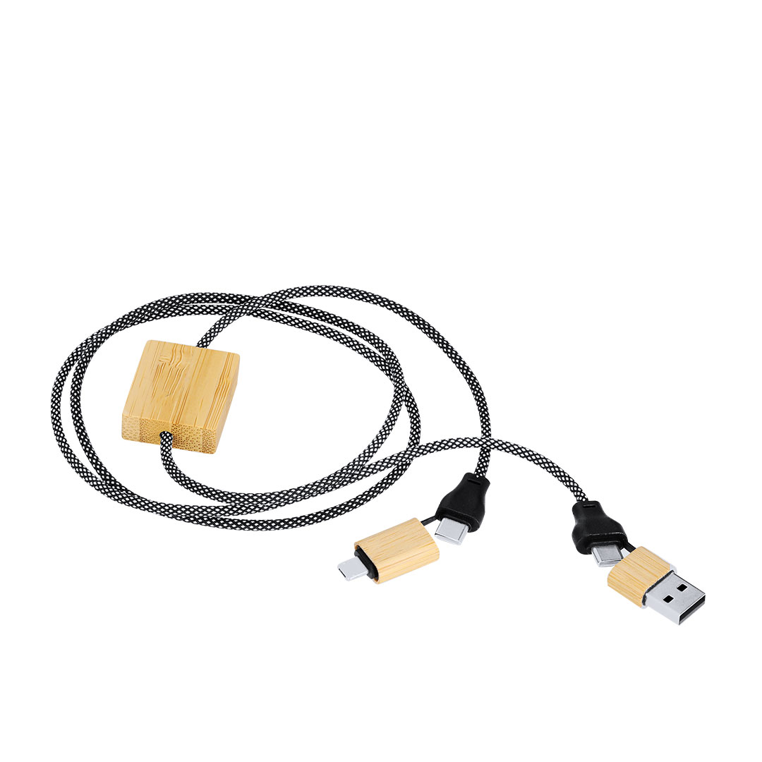 Cable cargador personalizado Segers de RPET y bambú 60W