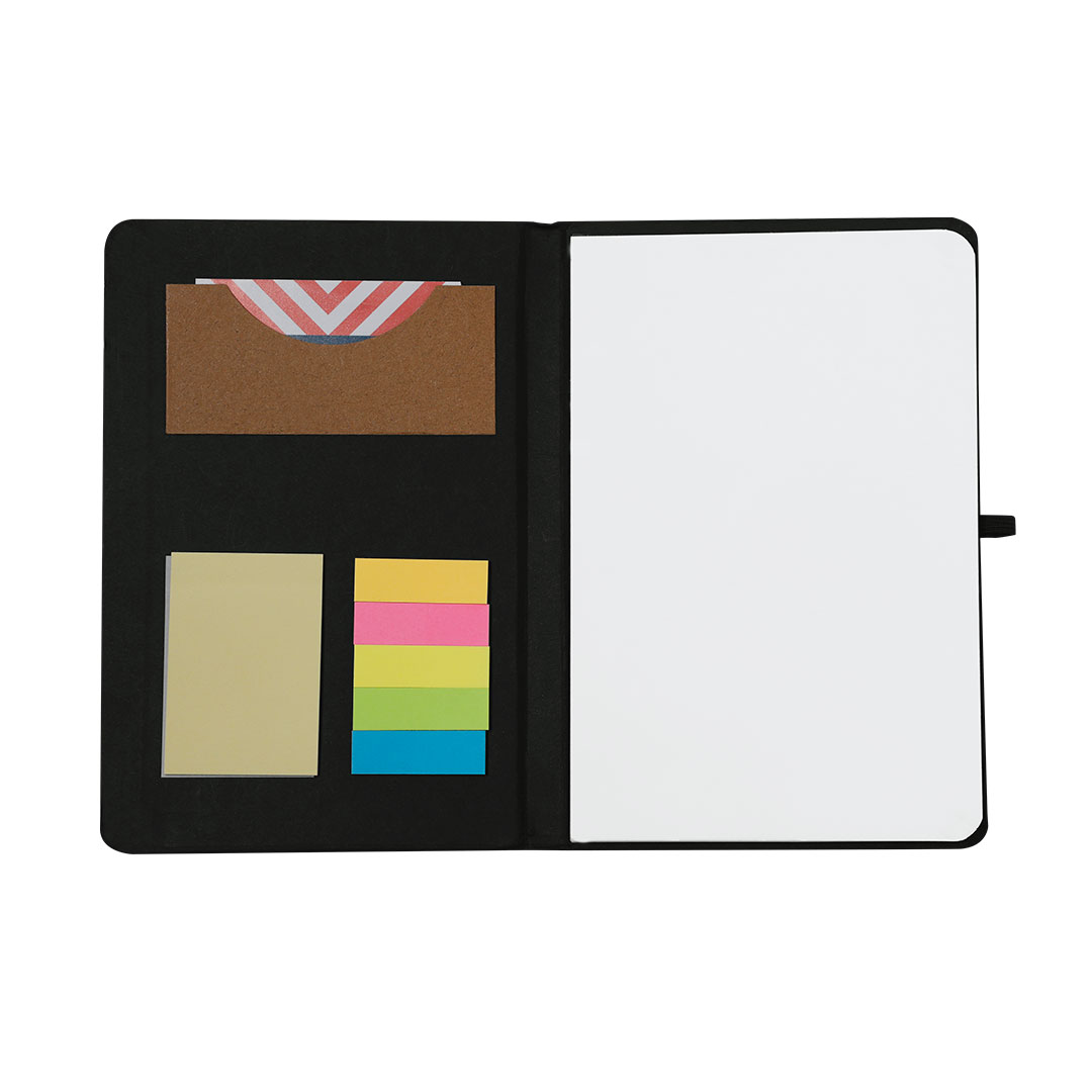 Bloc de notas personalizado Bochum en cartón reciclado con notas adhesivas y tarjetero - Oficina - Regalo Promocional Personalizado - vista alternativa