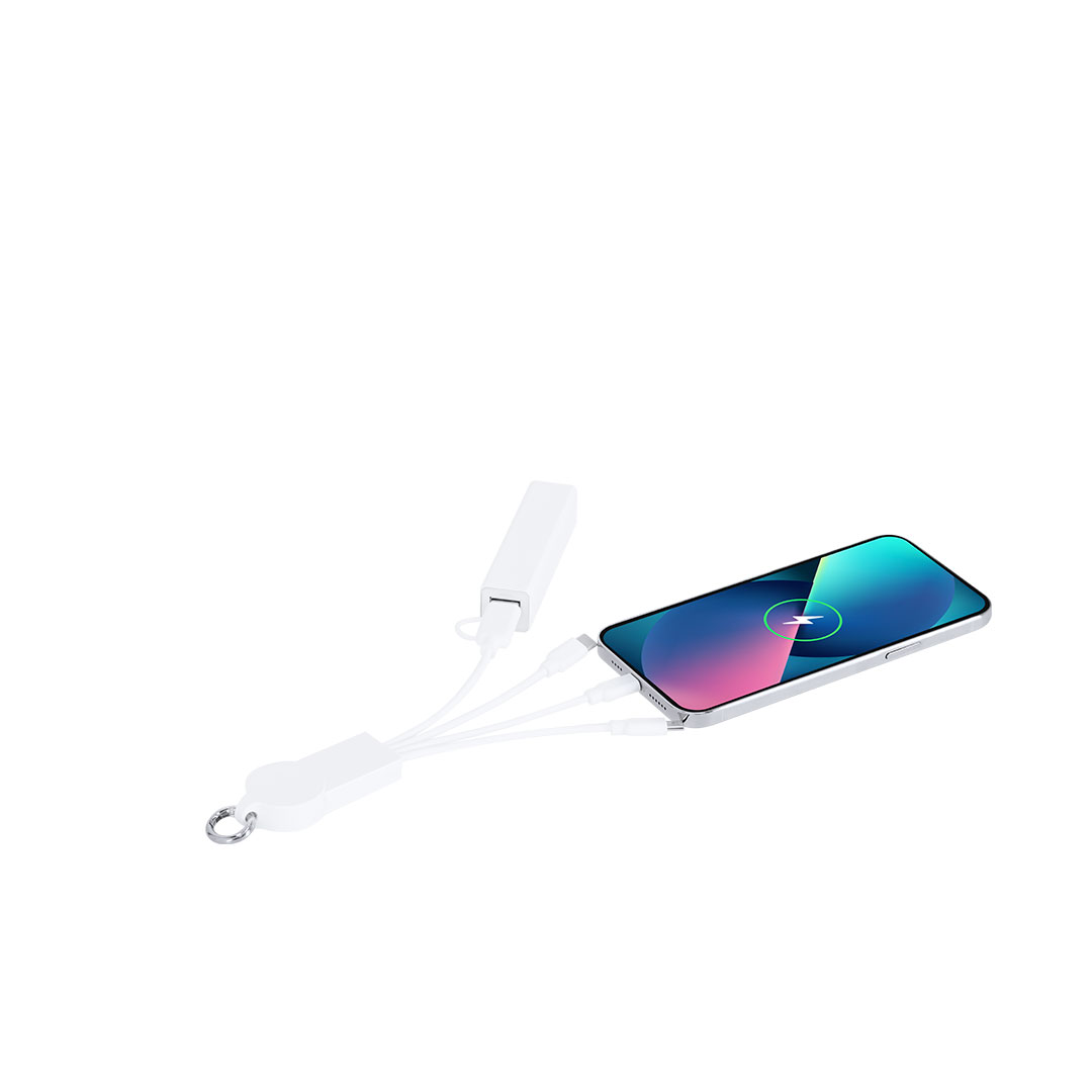 Cable cargador personalizado Krizia 5 en 1 con carga inalámbrica