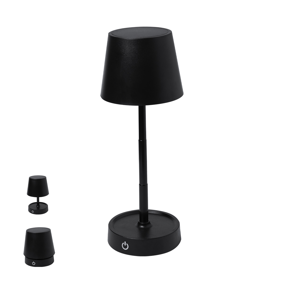 Lámpara personalizada Kirsten de diseño negro con regulación táctil - Tecnología - Regalo Promocional Personalizado