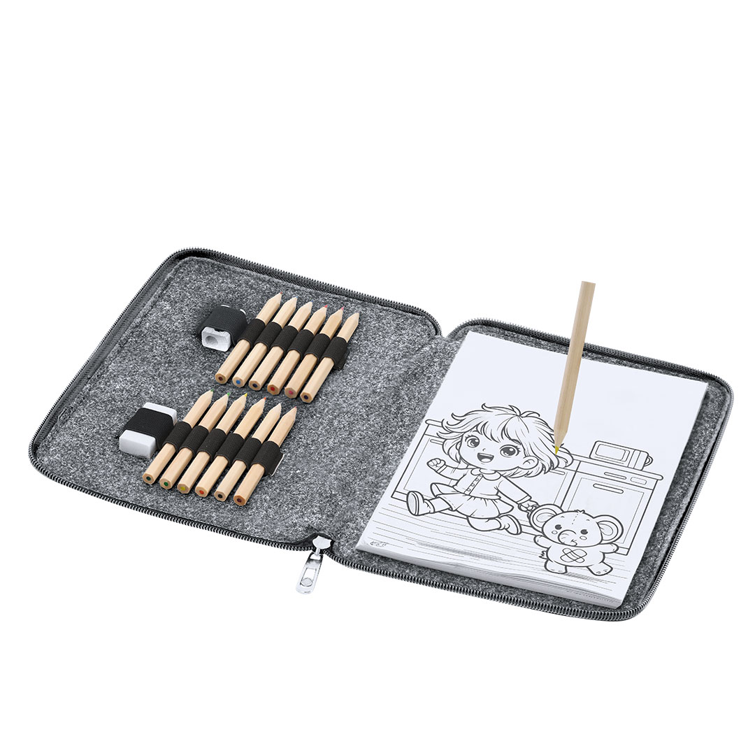 Set con lápices y hojas para colorear personalizado Shepher de fieltro RPET
