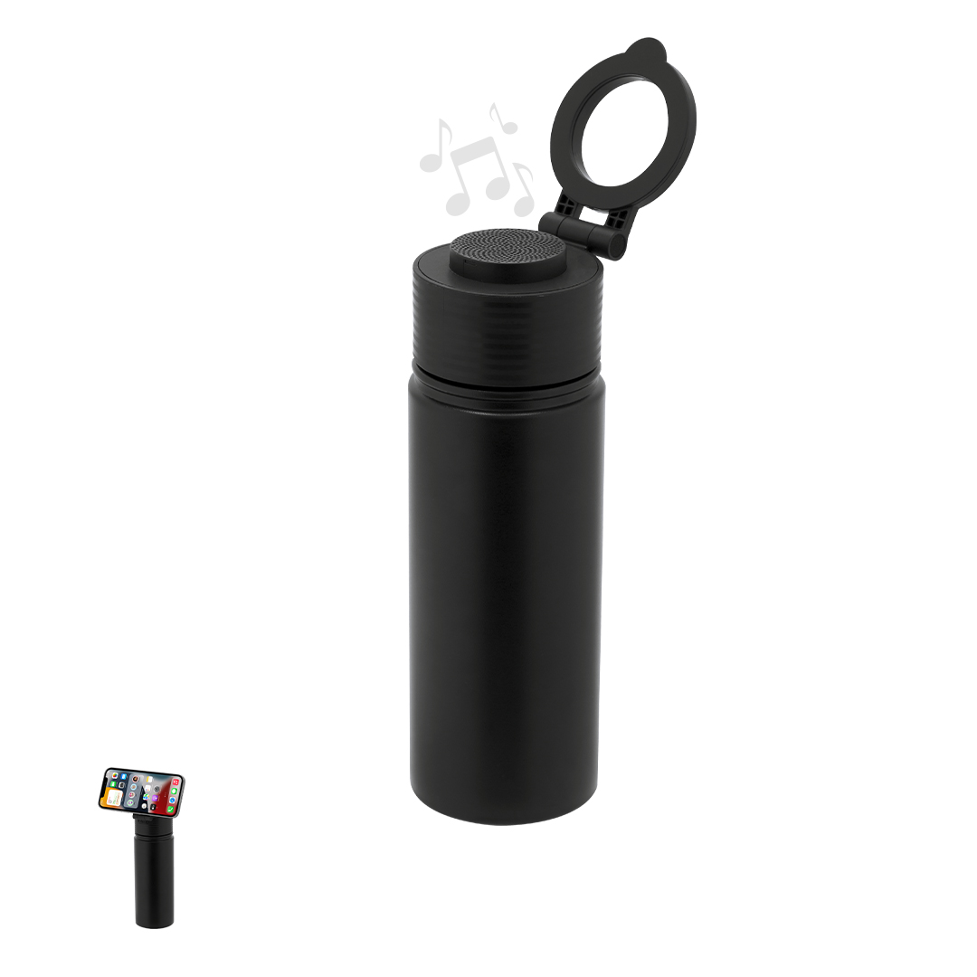 Bidón personalizado Térmico Multifunción Bundy de 500ml con Bluetooth 5.4 y soporte smartphone - Tazas y botellas - Regalo Promocional Personalizado