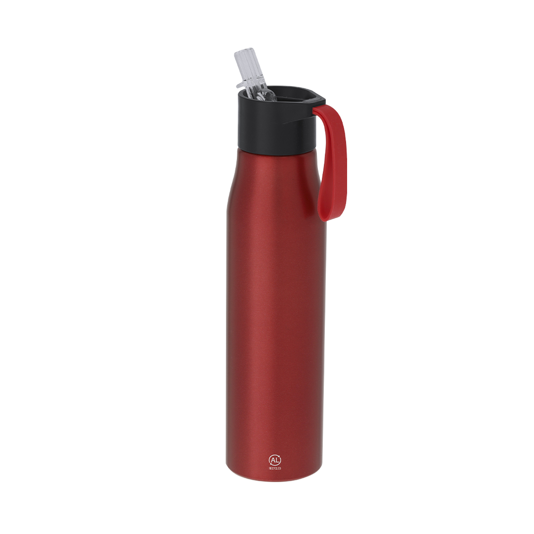 Bidón personalizado Thorup de 700ml en aluminio reciclado con dosificador de pajita - Tazas y botellas - Regalo Promocional Personalizado
