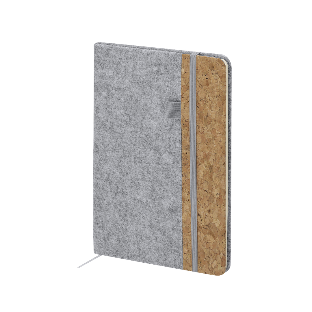 Bloc de notas personalizado Driscol en fieltro RPET y corcho con distintivo RFELT - Oficina - Regalo Promocional Personalizado