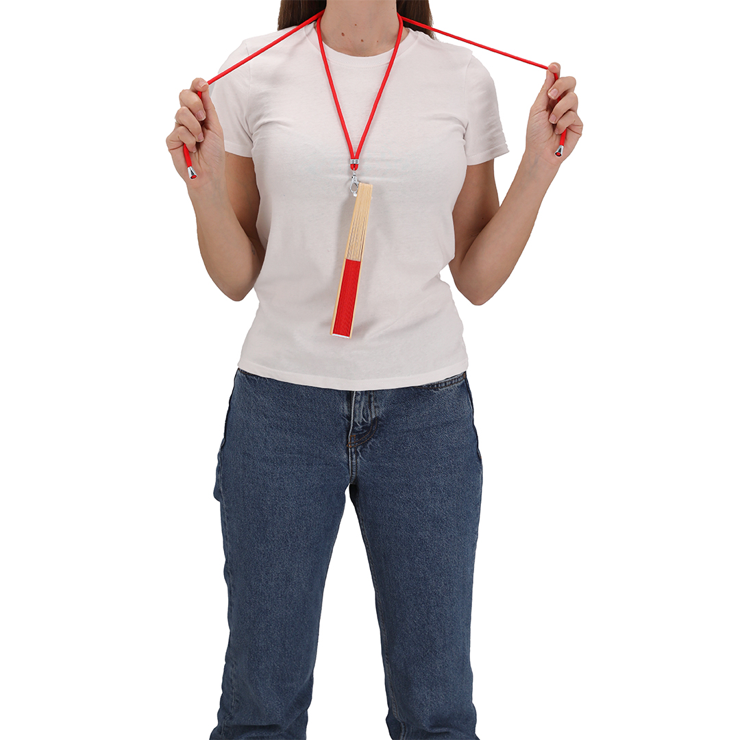 Abanico Yanex de bambú y poliéster 190T con lanyard - Verano - Regalo Promocional Personalizado - imagen 3