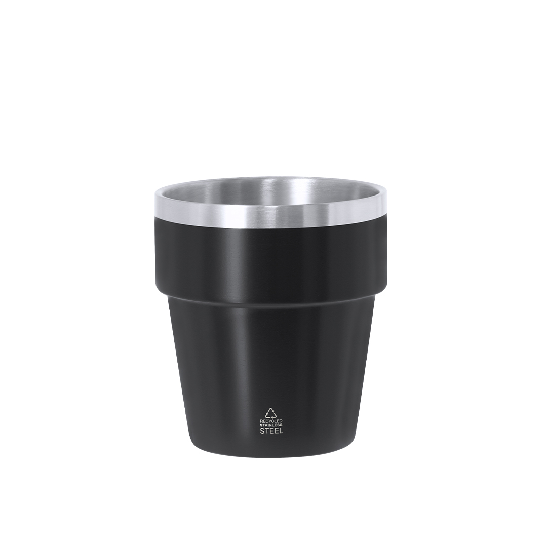 Vaso térmicoo personalizado Mayden de acero inox reciclado satinado de 250ml