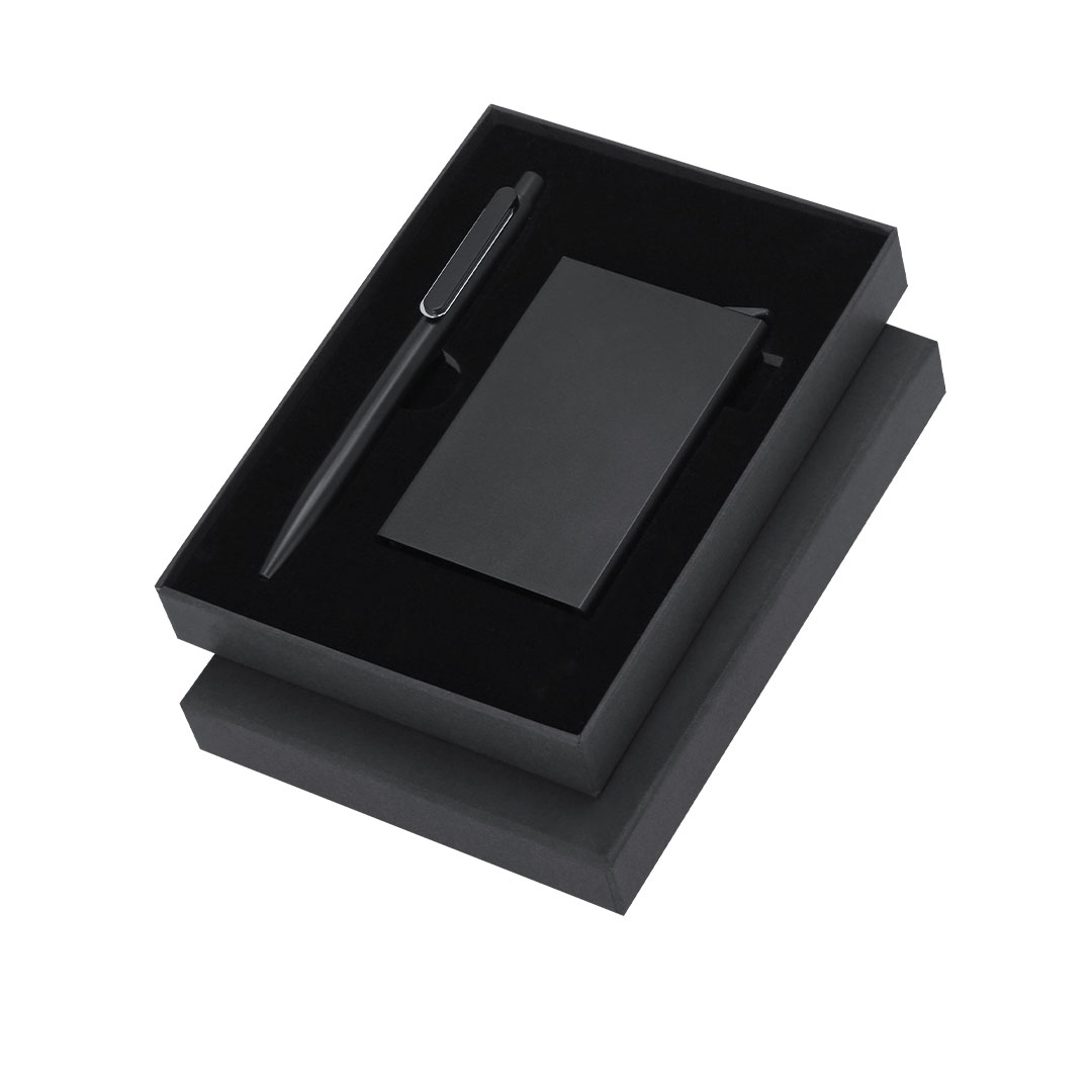 Set personalizado Randolph de aluminio reciclado con bolígrafo y tarjetero RFID