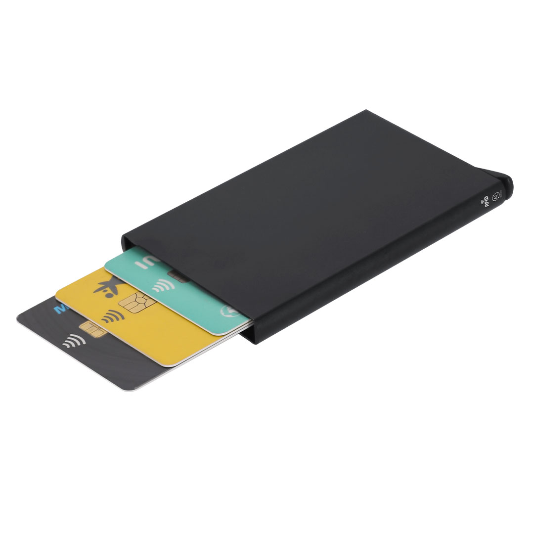 Set personalizado Randolph de aluminio reciclado con bolígrafo y tarjetero RFID - Tecnología - Regalo Promocional Personalizado - vista alternativa