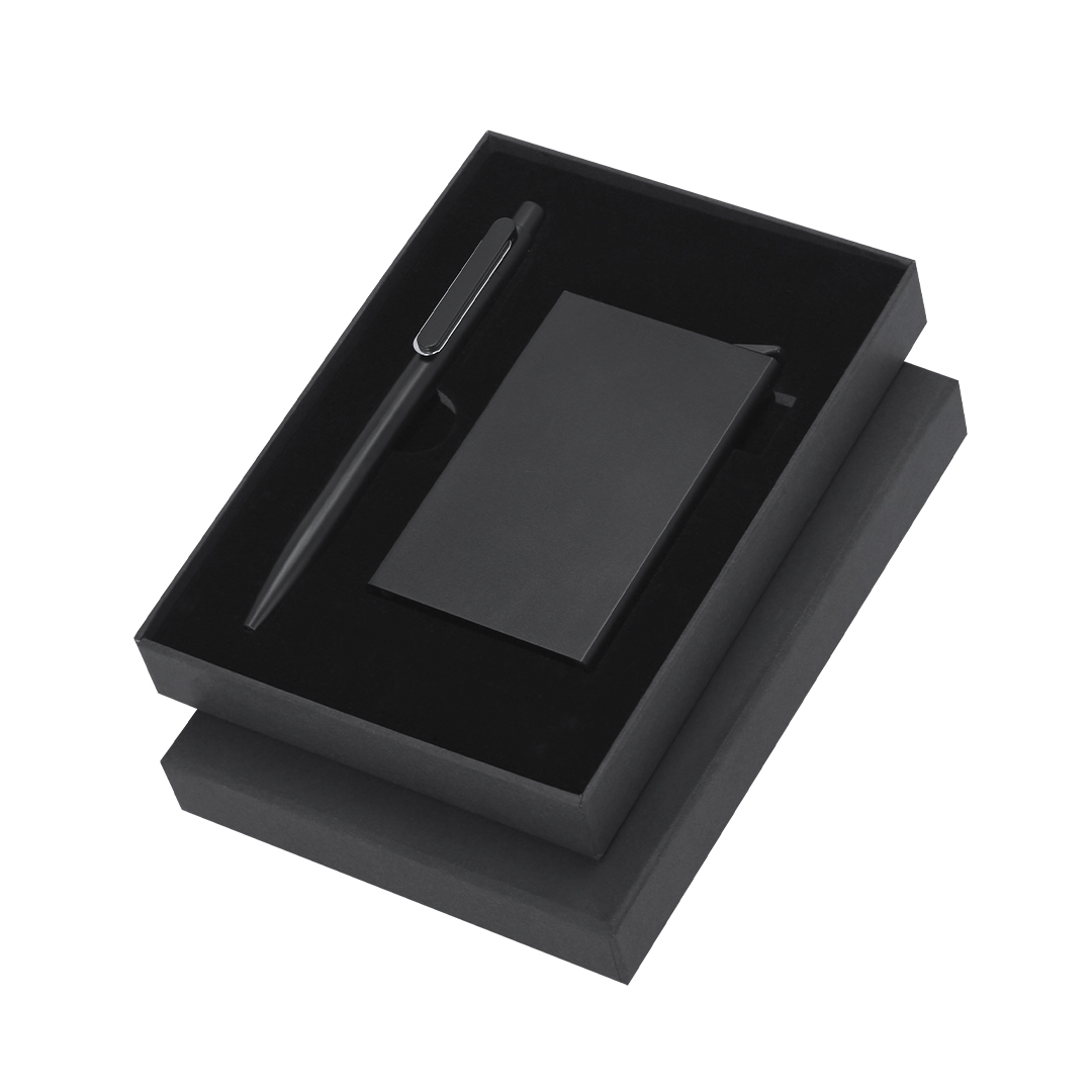 Set personalizado Randolph de aluminio reciclado con bolígrafo y tarjetero RFID - Tecnología - Regalo Promocional Personalizado