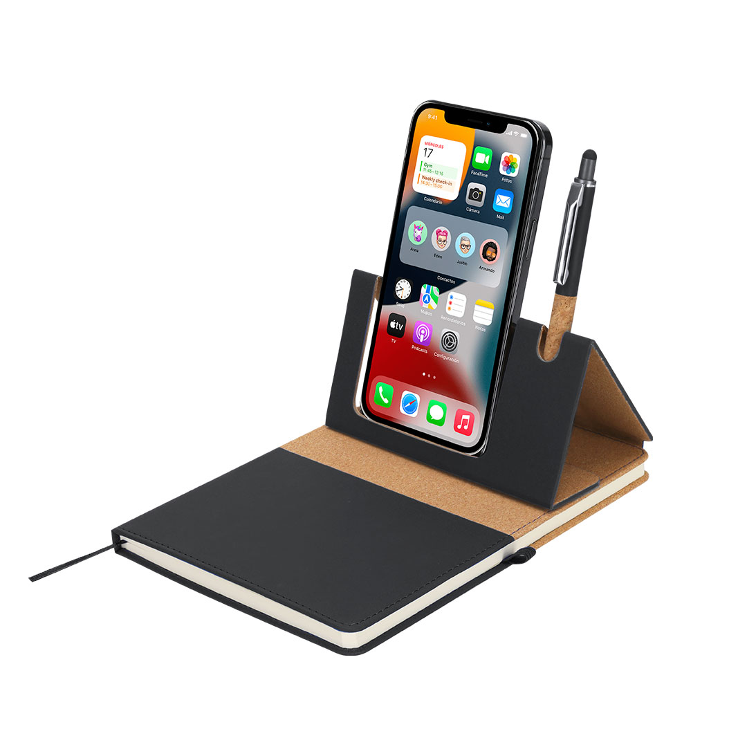 Bloc de notas personalizado con soporte Suttony de PU reciclado y corcho - Oficina - Regalo Promocional Personalizado - vista alternativa