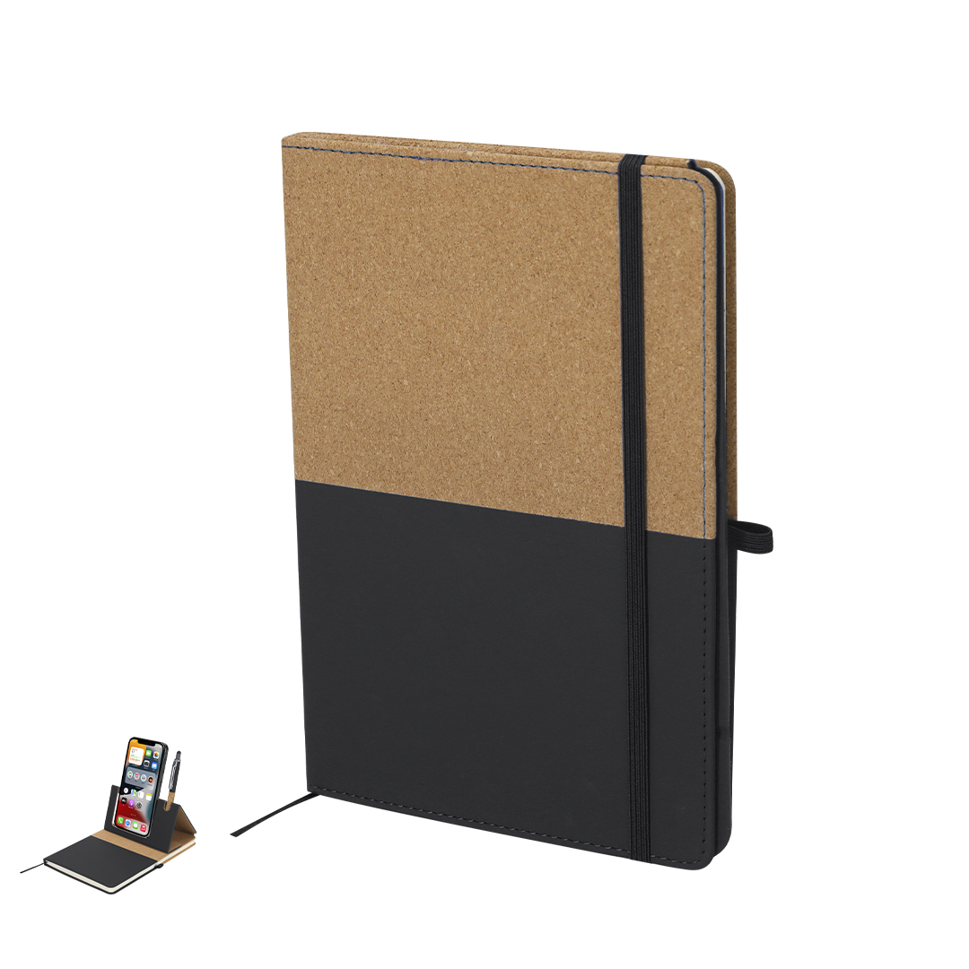 Bloc de notas personalizado con soporte Suttony de PU reciclado y corcho - Oficina - Regalo Promocional Personalizado