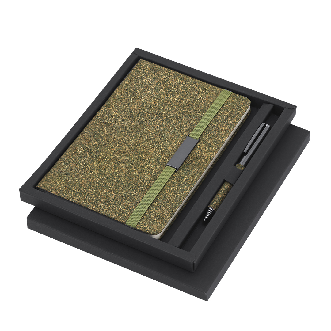 Set personalizado Malcon bloc y bolígrafo de fibra de té - Set de escritura personalizados - Regalo Promocional Personalizado