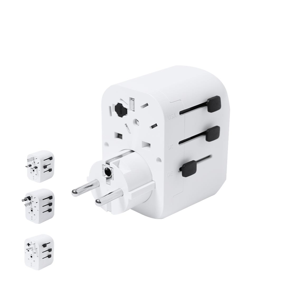 Adaptador Enchufes Wando con diseño compacto - Viaje - Regalo Promocional Personalizado