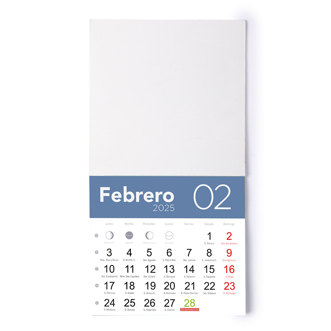 Imán calendario personalizado Larip de cartón con diseño mensual y santoral