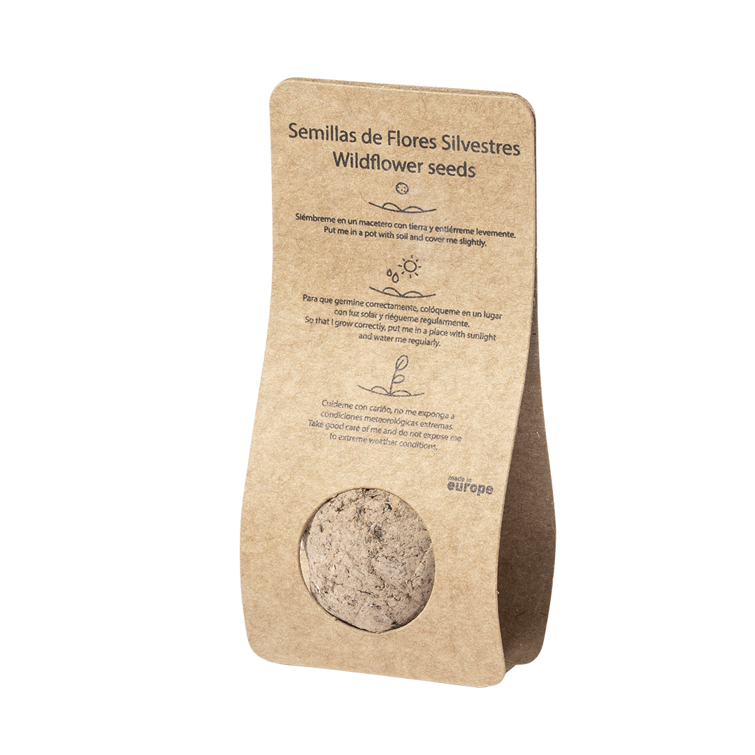 Bombón de semillas personalizado Mussox con estuche reciclado - Jardín - Regalo Promocional Personalizado