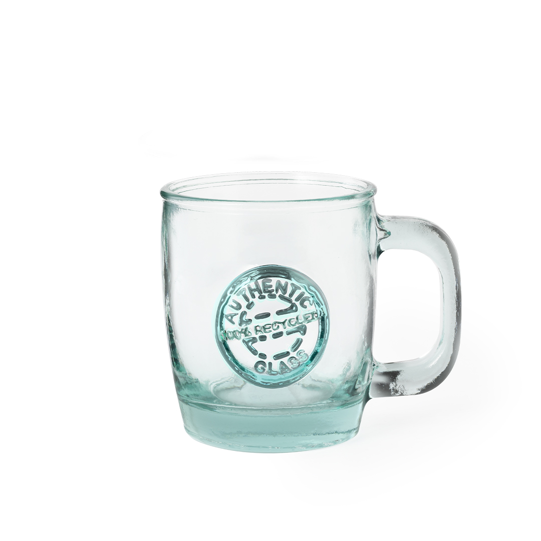 Taza de vidrio reciclado personalizada Chantir de 400ml certificada GRS