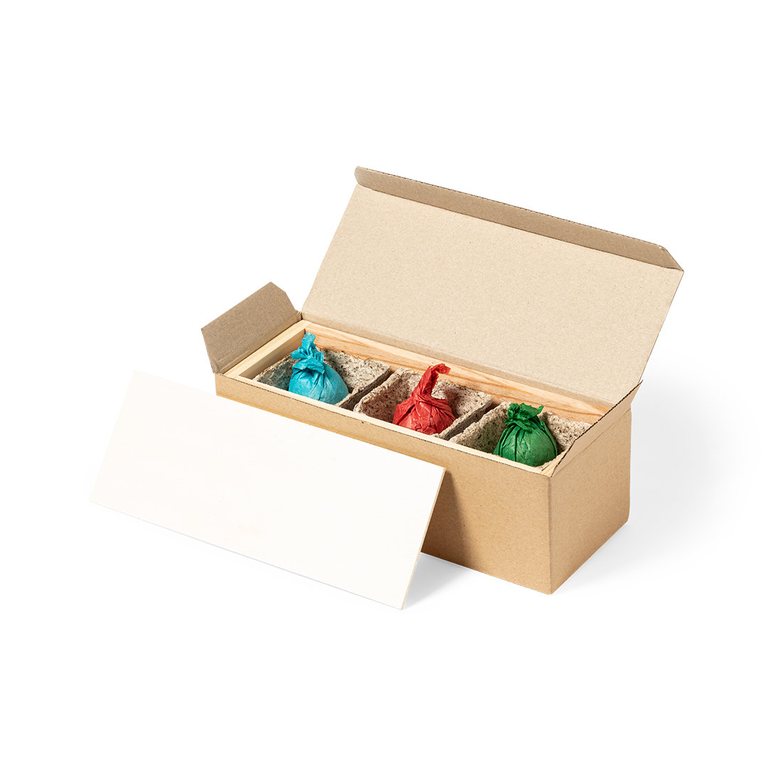 Kit de huerto personalizado Mendrax de madera con semillas cilantro perejil albahaca