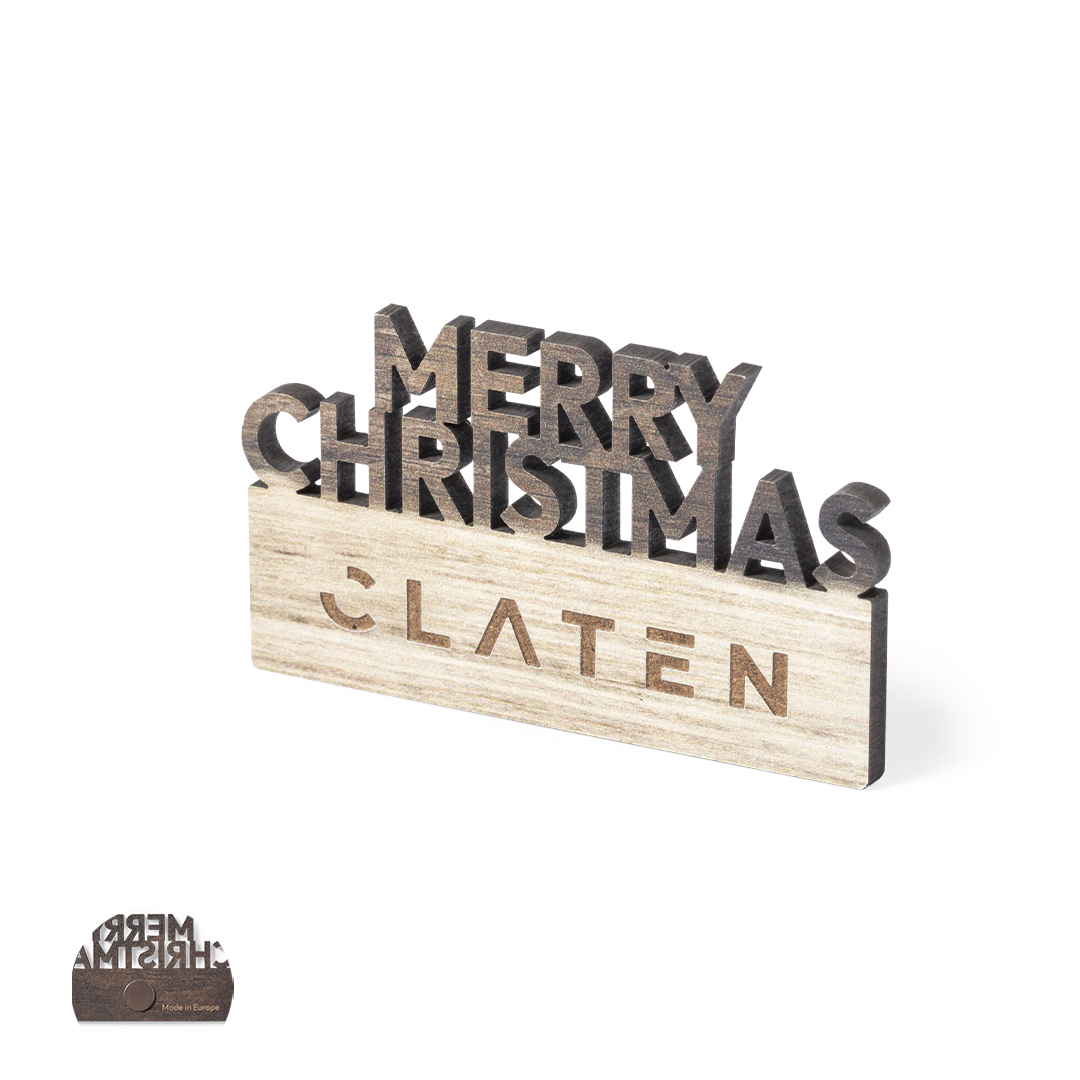 Imán personalizado Rivond Merry Christmas de madera natural troquelado bicolor - Imanes personalizados - Regalo Promocional Personalizado